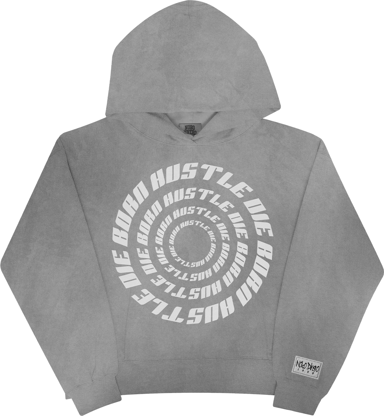 “BORN HUSTLE DIE” Hoodie grey washed