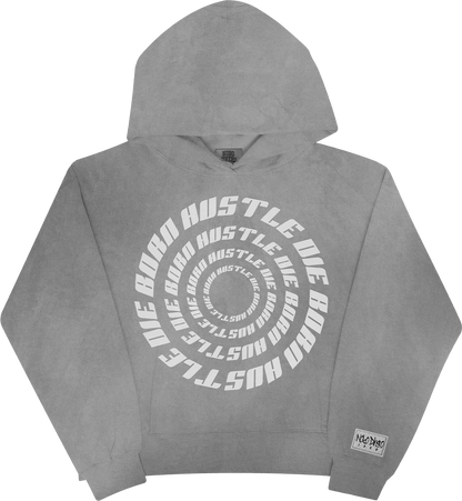 “BORN HUSTLE DIE” Hoodie grey washed