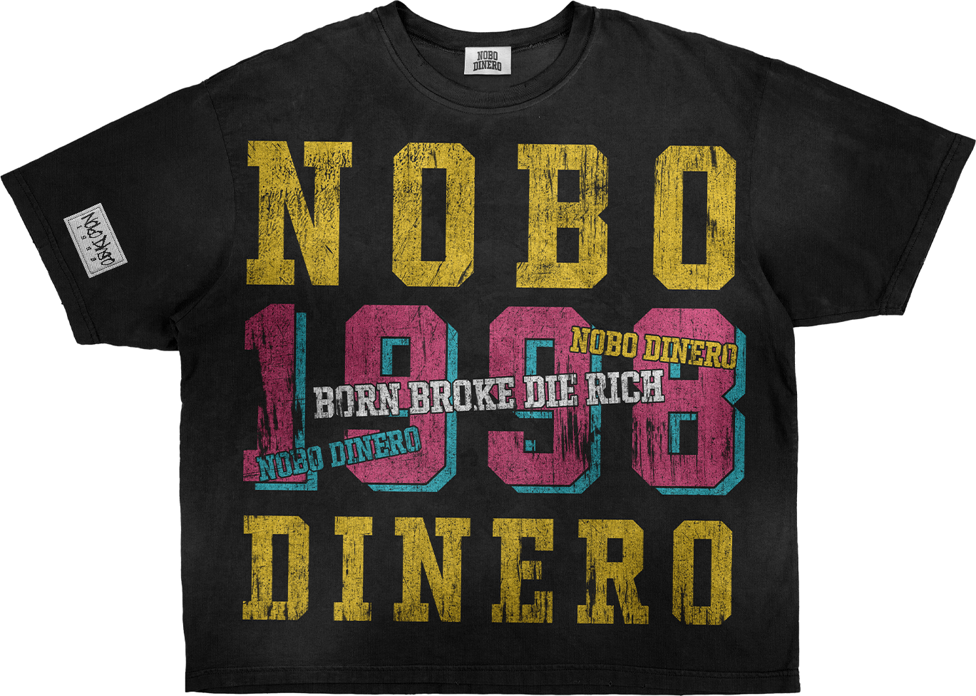 Born Broke Die Rich black wash